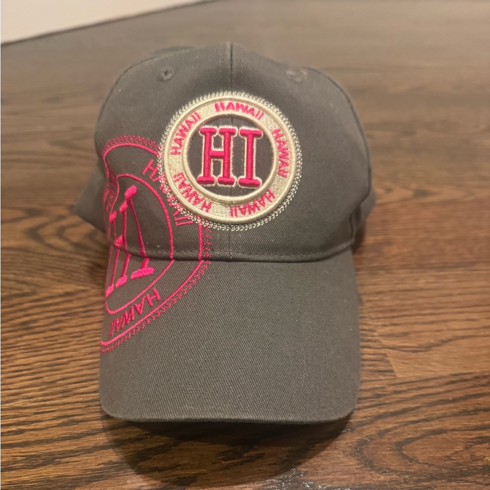 Gray Cap with Pink Hawaii Embroidery